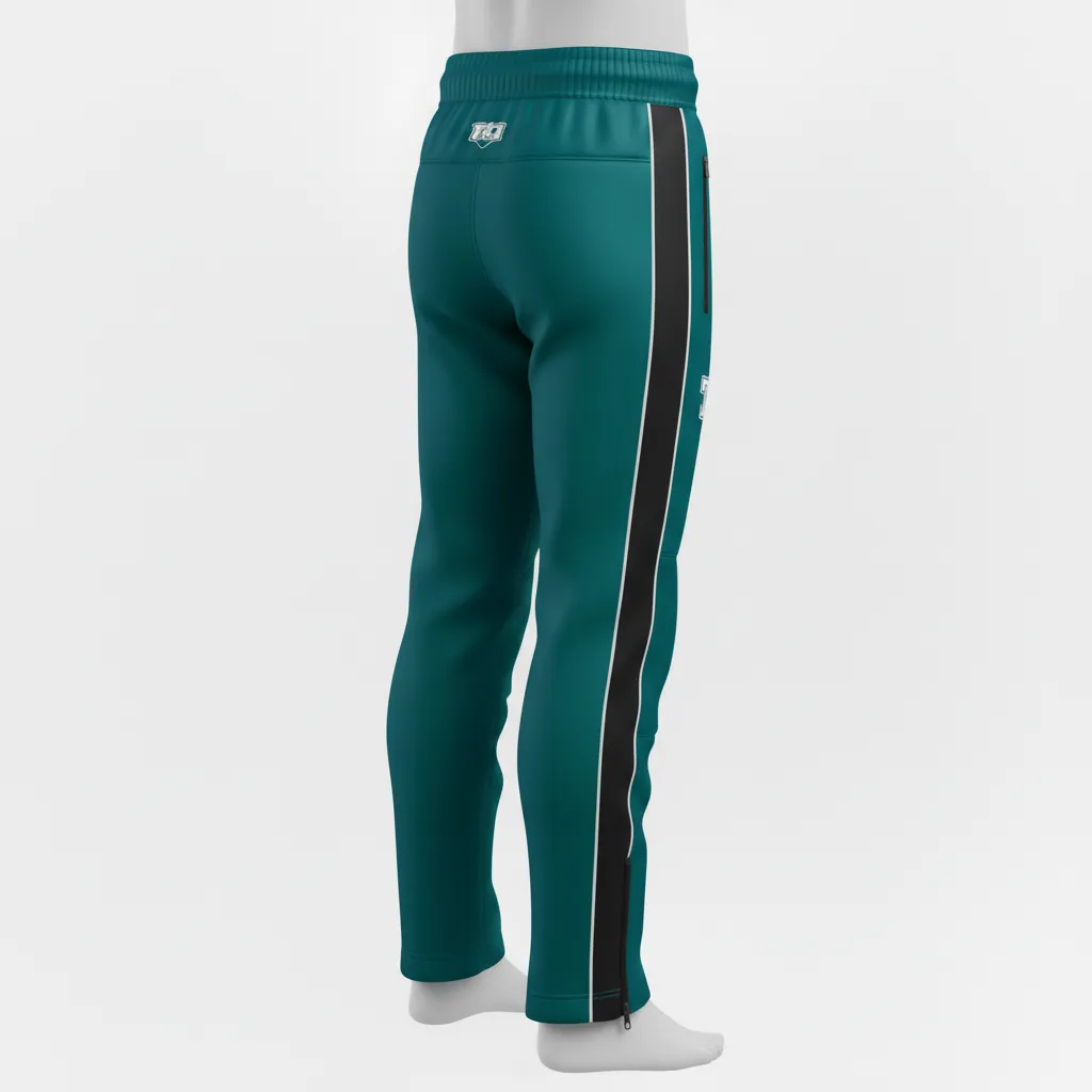 Custom Ice Hockey Track Pant - Black, White - Columbia - Back View - HAMCO Sports Inc.