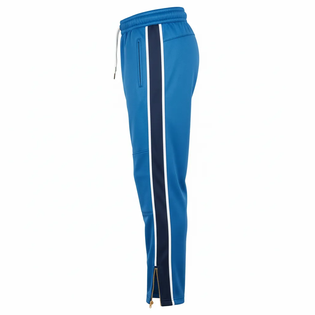 Custom Ice Hockey Track Pant - Navy, White - Columbia - Side View - HAMCO Sports Inc.