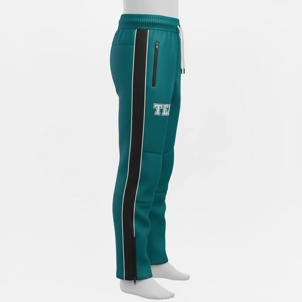 Custom Ice Hockey Track Pant - White, Navy - Columbia - Side View - HAMCO Sports Inc.