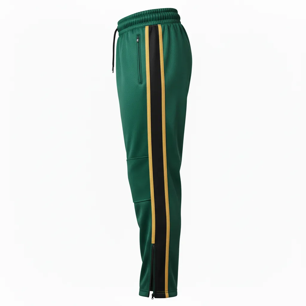 Custom Ice Hockey Track Pant - Black, Gold - Forest - Side View - HAMCO Sports Inc.