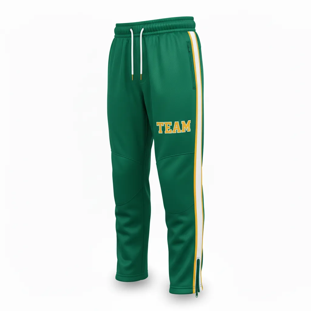 Custom Ice Hockey Track Pant - Gold, White - Forest - Front View - HAMCO Sports Inc.