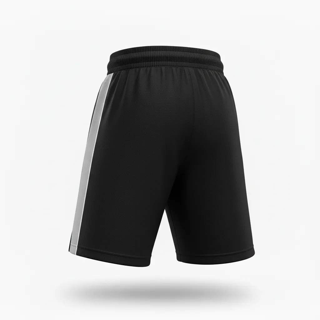 Custom Ice Hockey Training Shorts - Black, Silver, White - Back View - HAMCO Sports Inc.