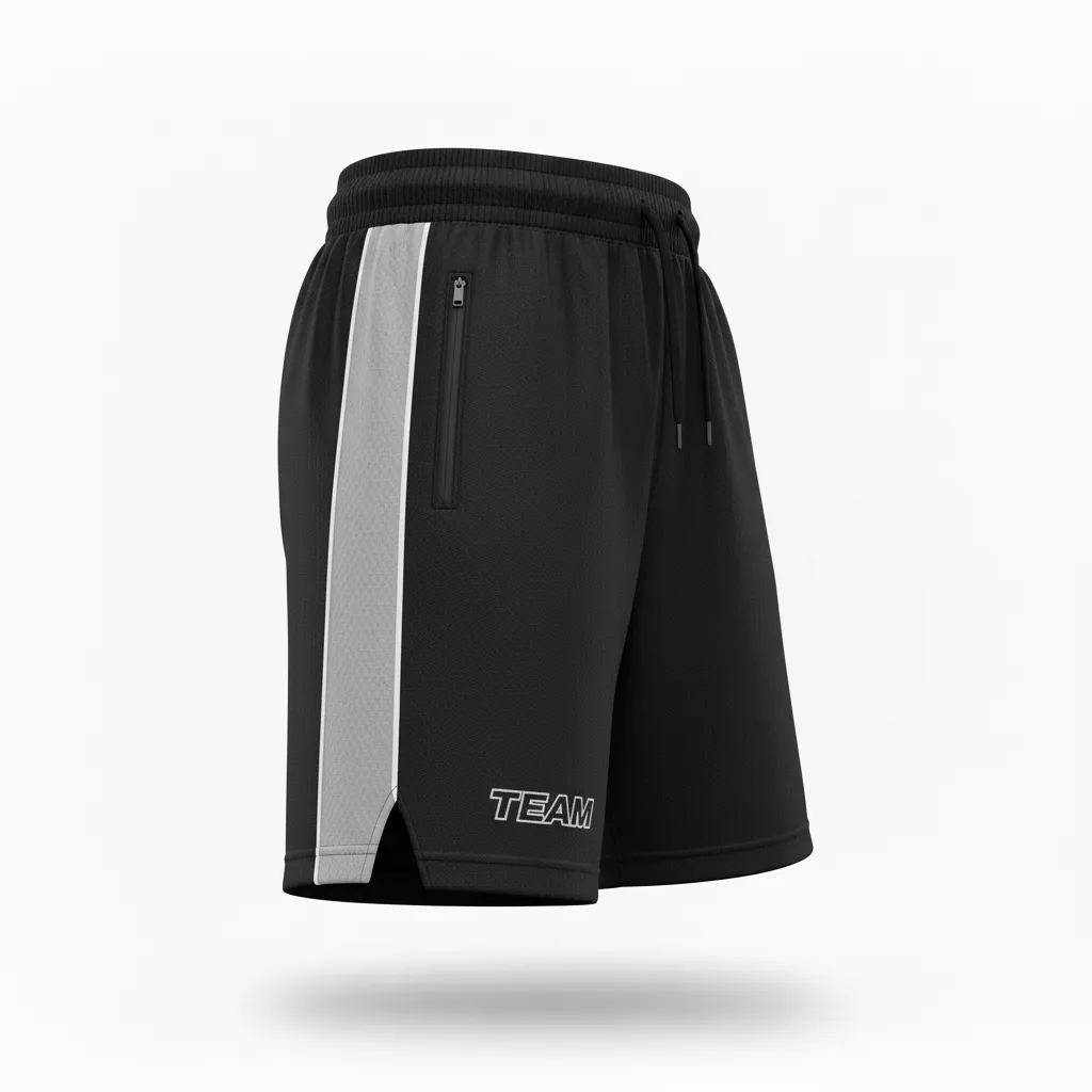 Custom Ice Hockey Training Shorts - Black, Silver, White - Side View - HAMCO Sports Inc.