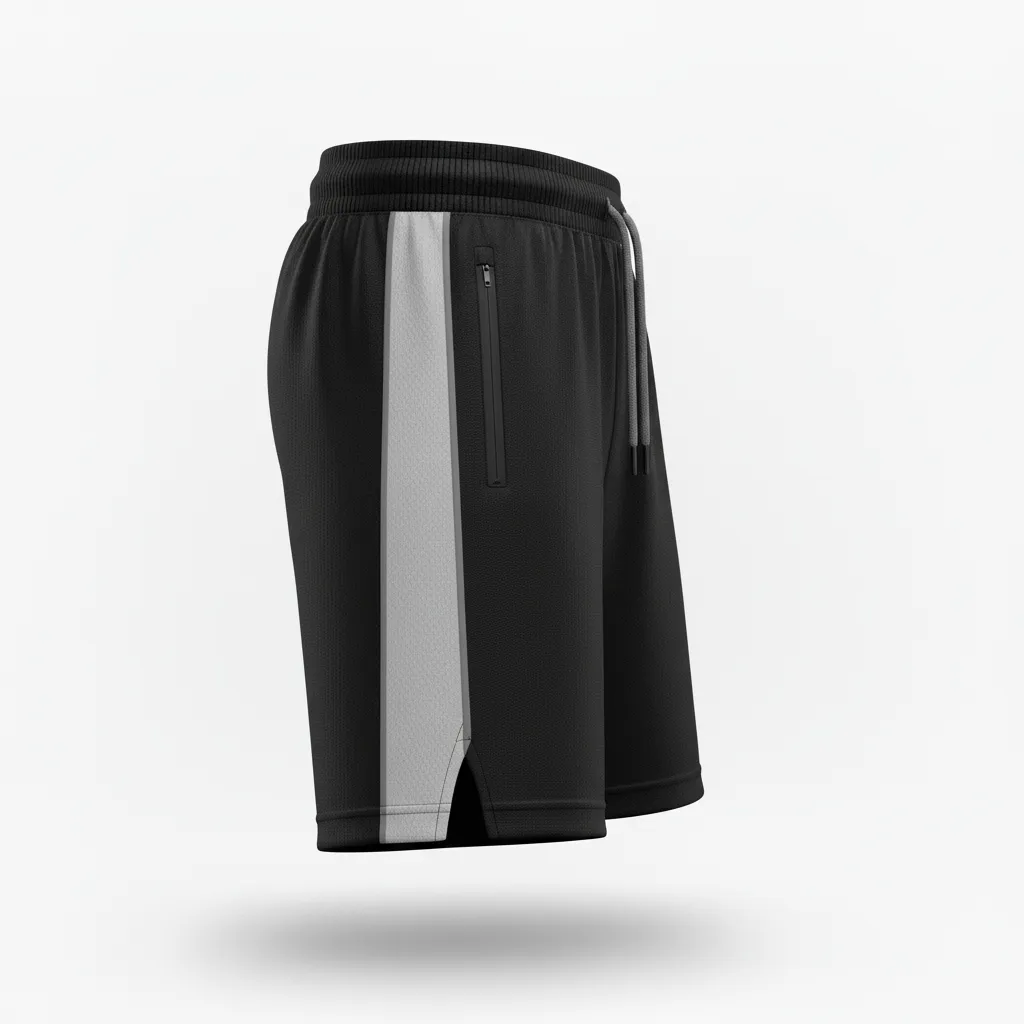 Custom Ice Hockey Training Shorts - Black, White, Grey - Side View - HAMCO Sports Inc.