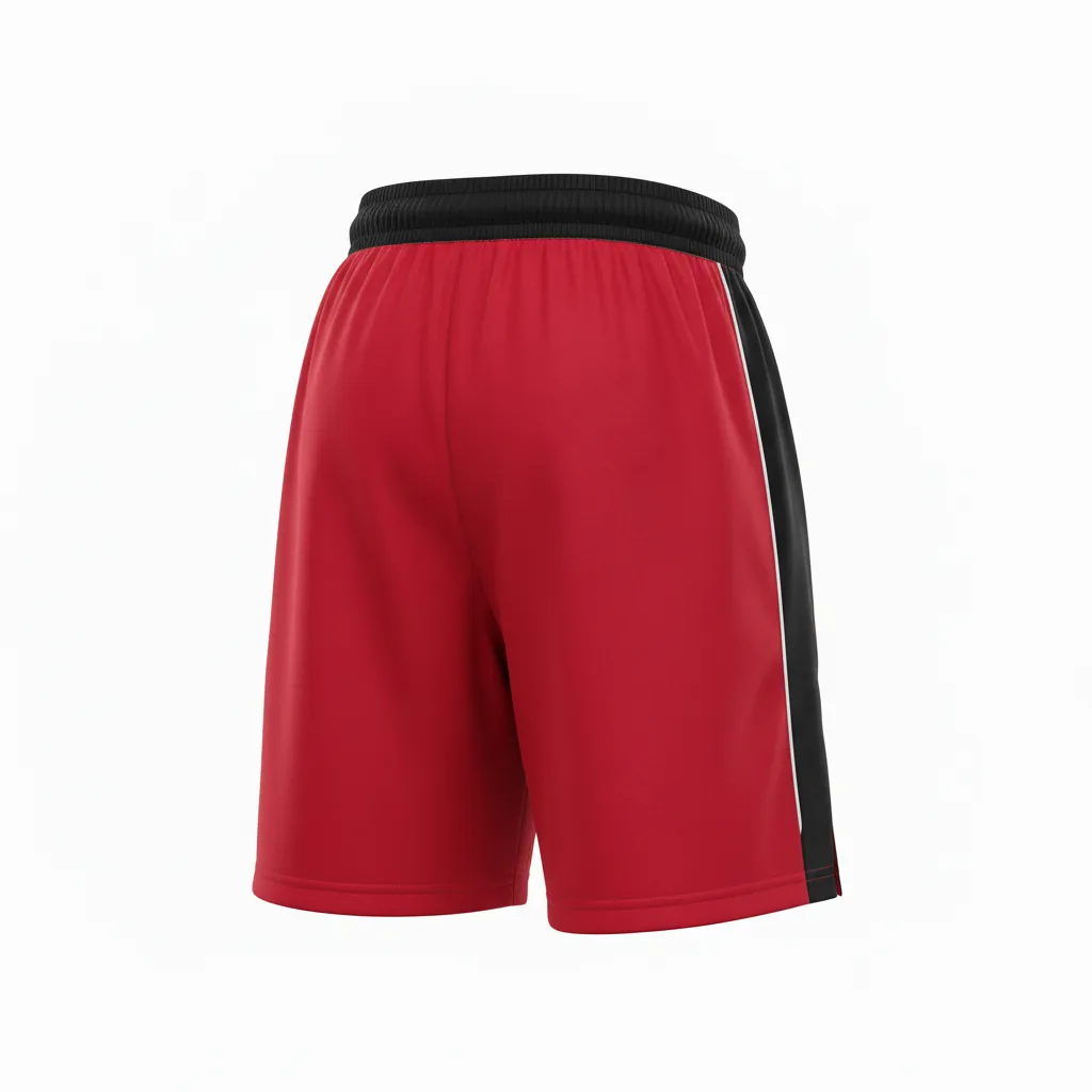 Custom Ice Hockey Training Shorts - Black, White - Cardinal - Back View - HAMCO Sports Inc.