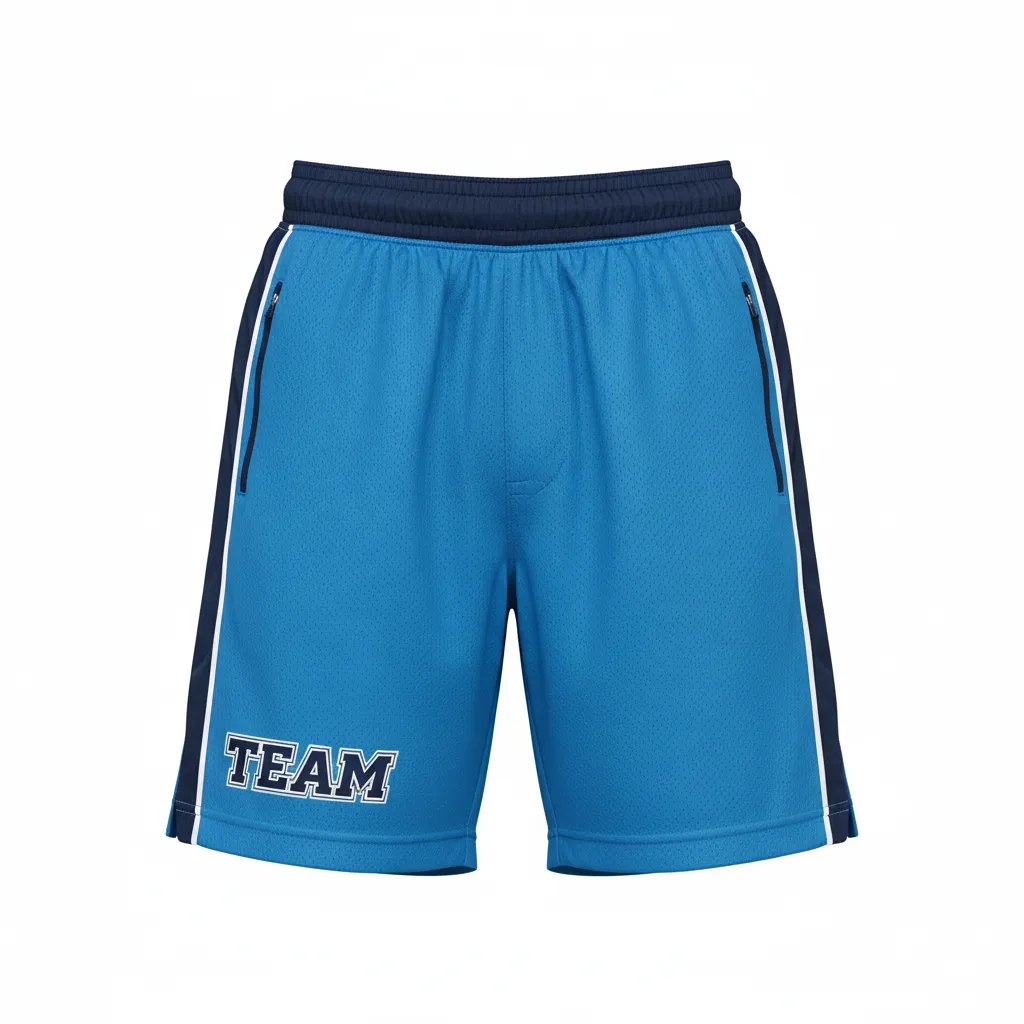 Custom Ice Hockey Training Shorts - Navy, White - Columbia - Front View - HAMCO Sports Inc.