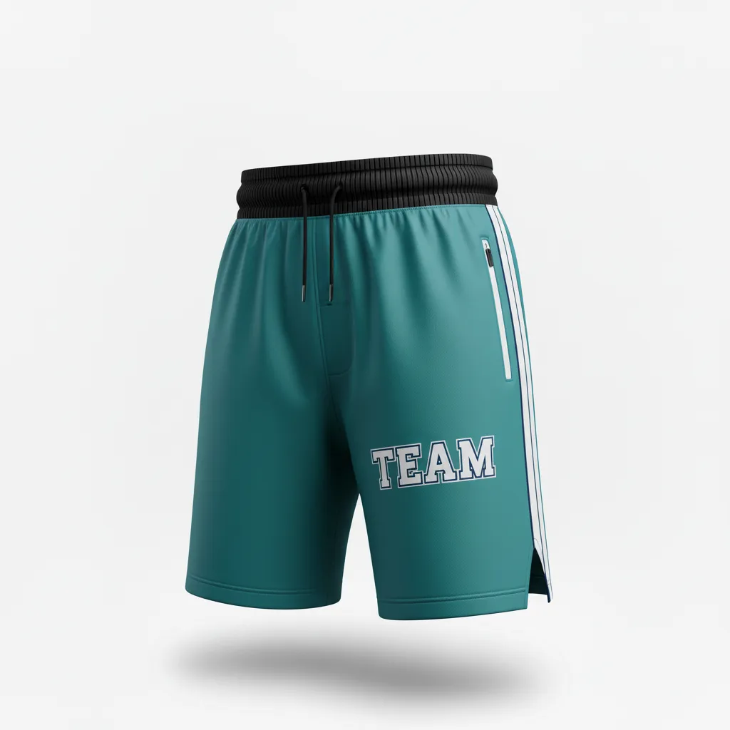 Custom Ice Hockey Training Shorts - White, Navy - Columbia - Front View - HAMCO Sports Inc.