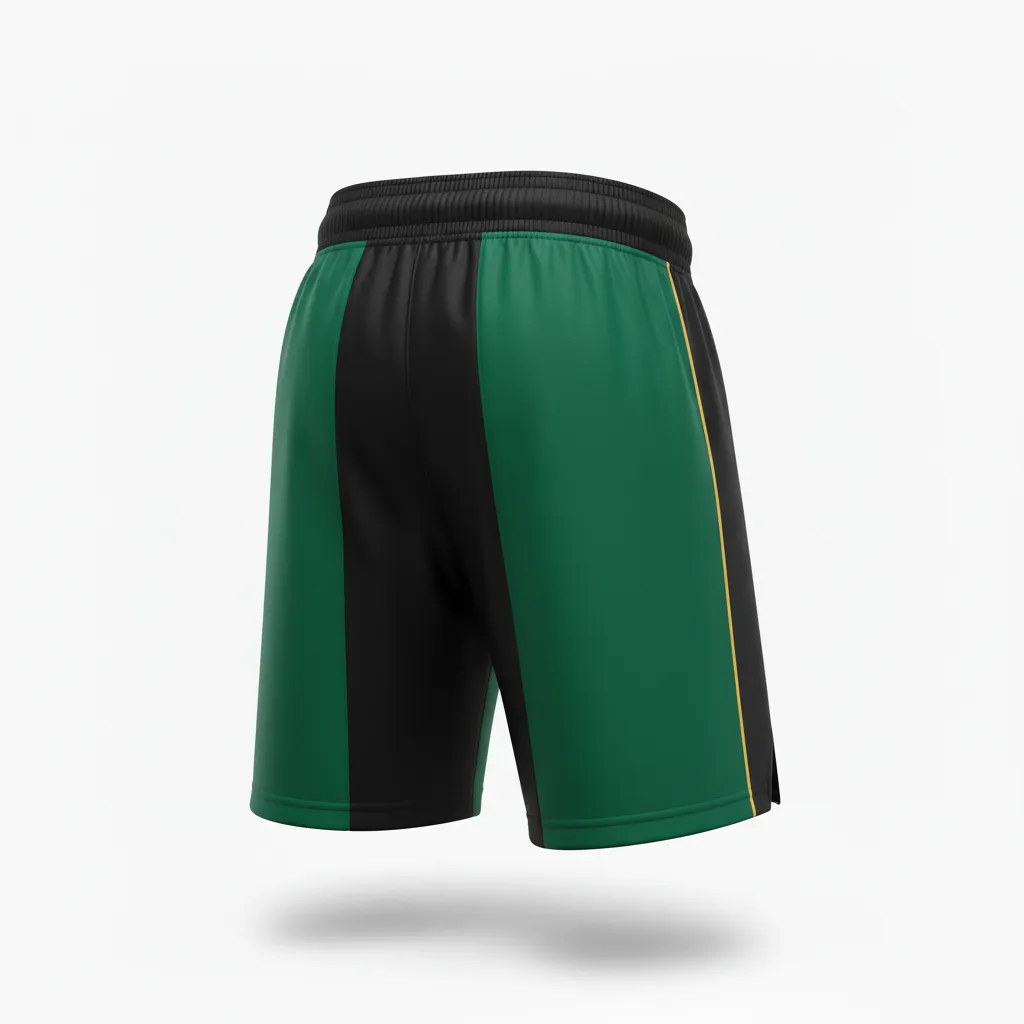Custom Ice Hockey Training Shorts - Black, Gold - Forest - Back View - HAMCO Sports Inc.