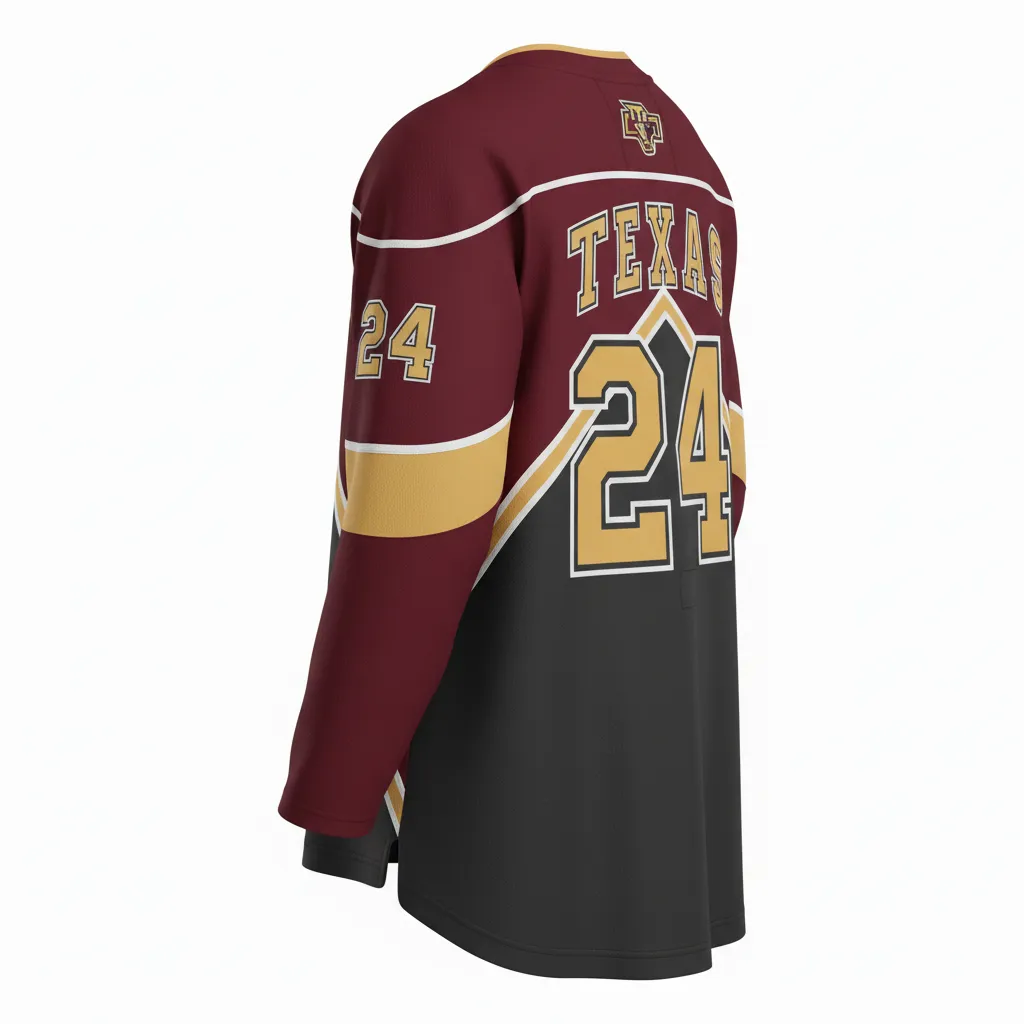 Custom Ice Hockey Two Tone Hockey Jersey - Burgundy, Grey, Gold - Back View - HAMCO Sports Inc.