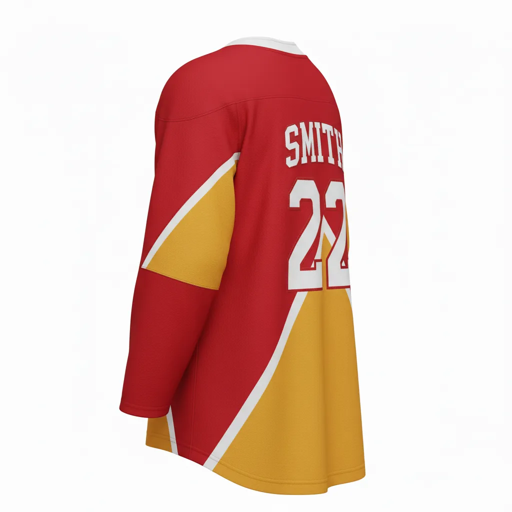 Custom Ice Hockey Two Tone Hockey Jersey - Gold, White - Cardinal - Back View - HAMCO Sports Inc.