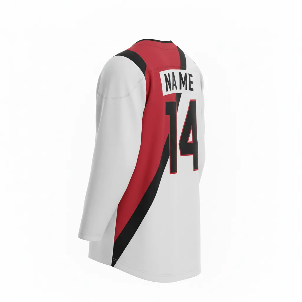 Custom Ice Hockey Two Tone Hockey Jersey - White, Black - Cardinal - Back View - HAMCO Sports Inc.
