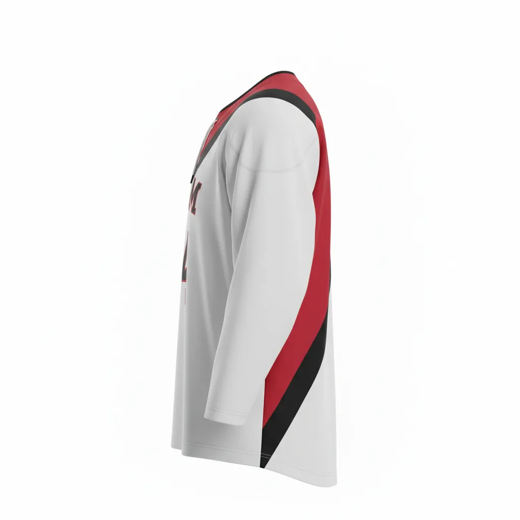 Custom Ice Hockey Two Tone Hockey Jersey - White, Black - Cardinal - Side View - HAMCO Sports Inc.
