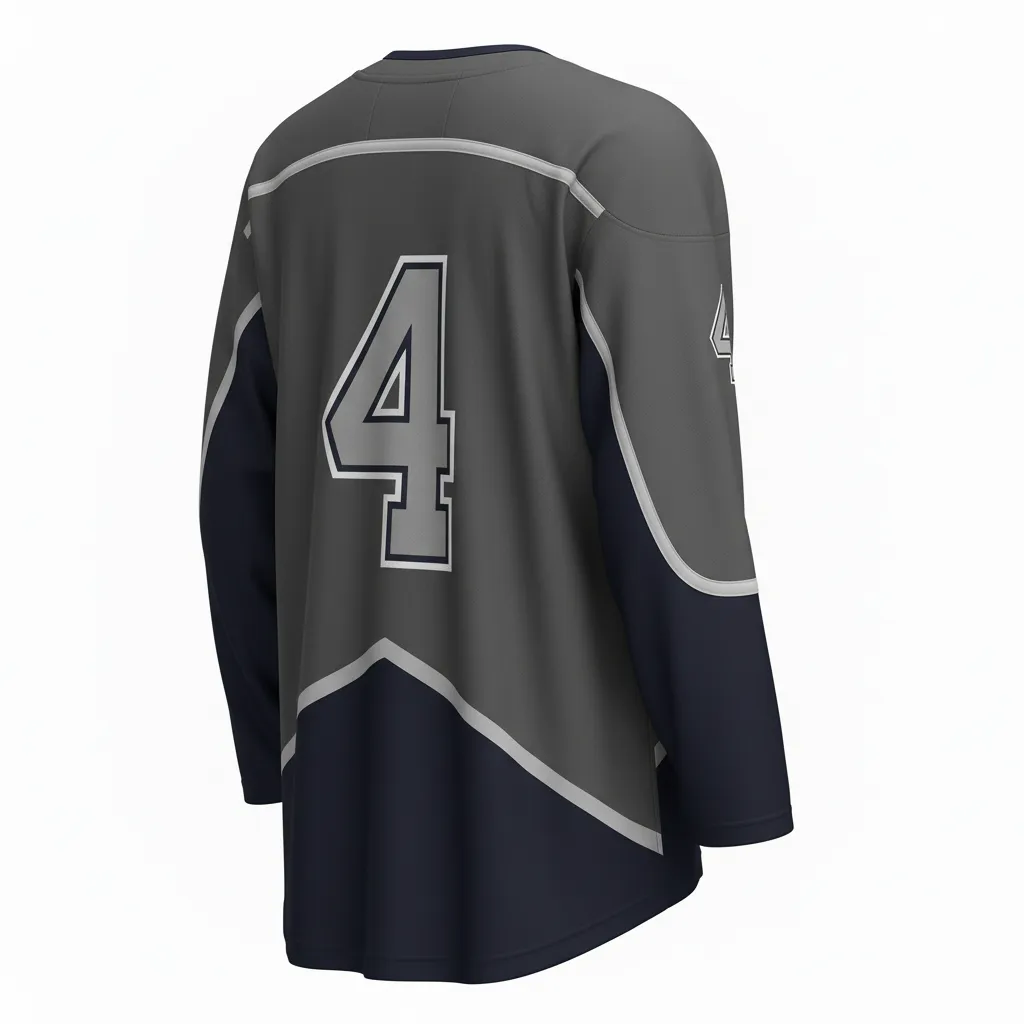 Custom Ice Hockey Two Tone Hockey Jersey - Navy, Silver - Charcoal - Back View - HAMCO Sports Inc.