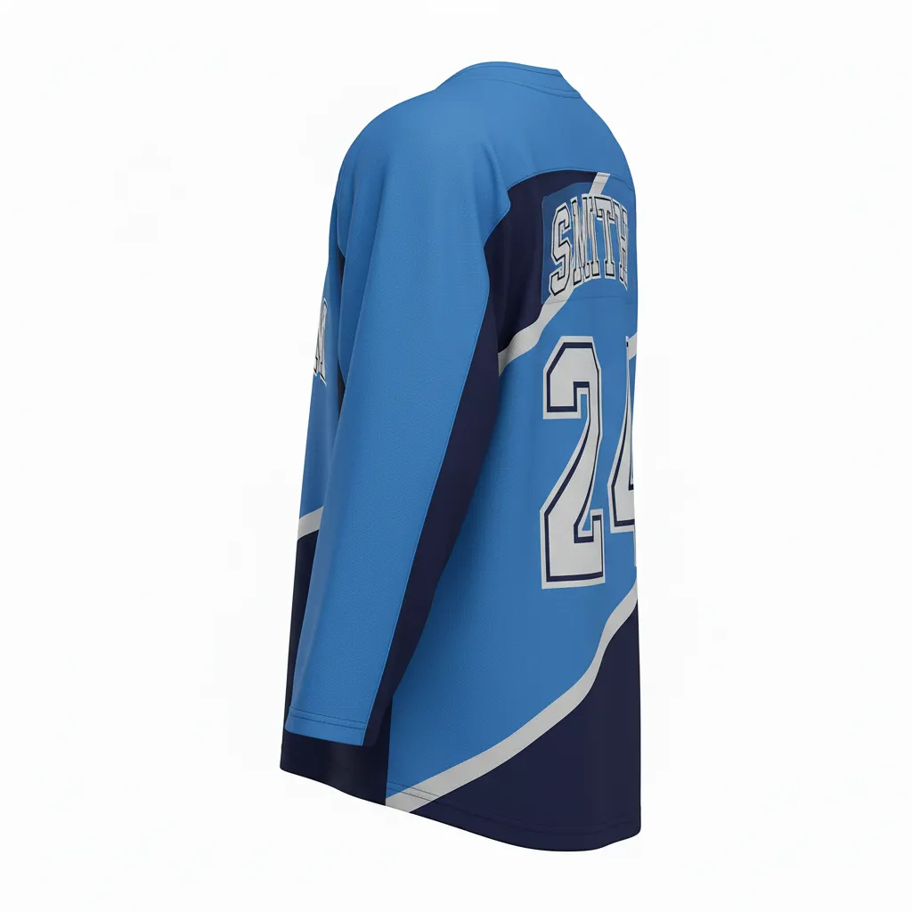 Custom Ice Hockey Two Tone Hockey Jersey - Navy, Silver - Columbia - Back View - HAMCO Sports Inc.