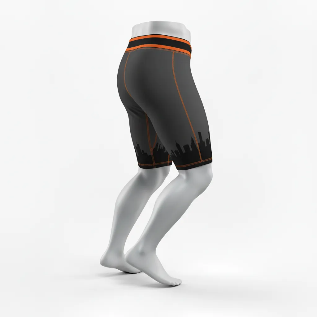Custom Lacrosse Compression Shorts - Black, Orange, White - Compression Shorts Long Island Strong - Back View - HAMCO Sports Inc.