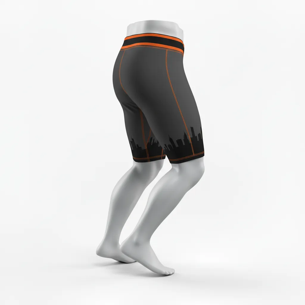 Custom Lacrosse Compression Shorts - Black, Orange, White - Compression Shorts Long Island Strong - Side View - HAMCO Sports Inc.