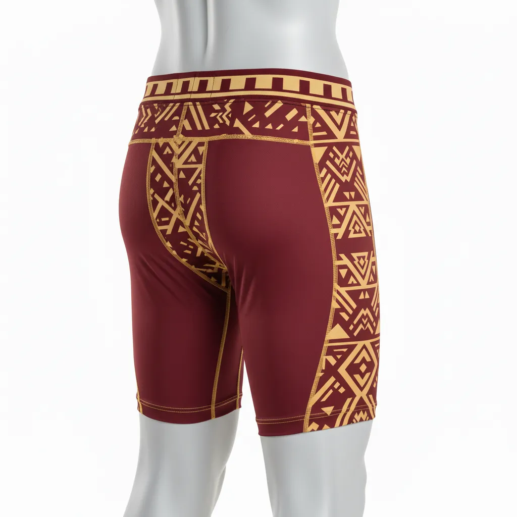 Custom Lacrosse Compression Shorts - Burgundy, Gold - Compression Shorts Vegas Tribal Clash - Back View - HAMCO Sports Inc.