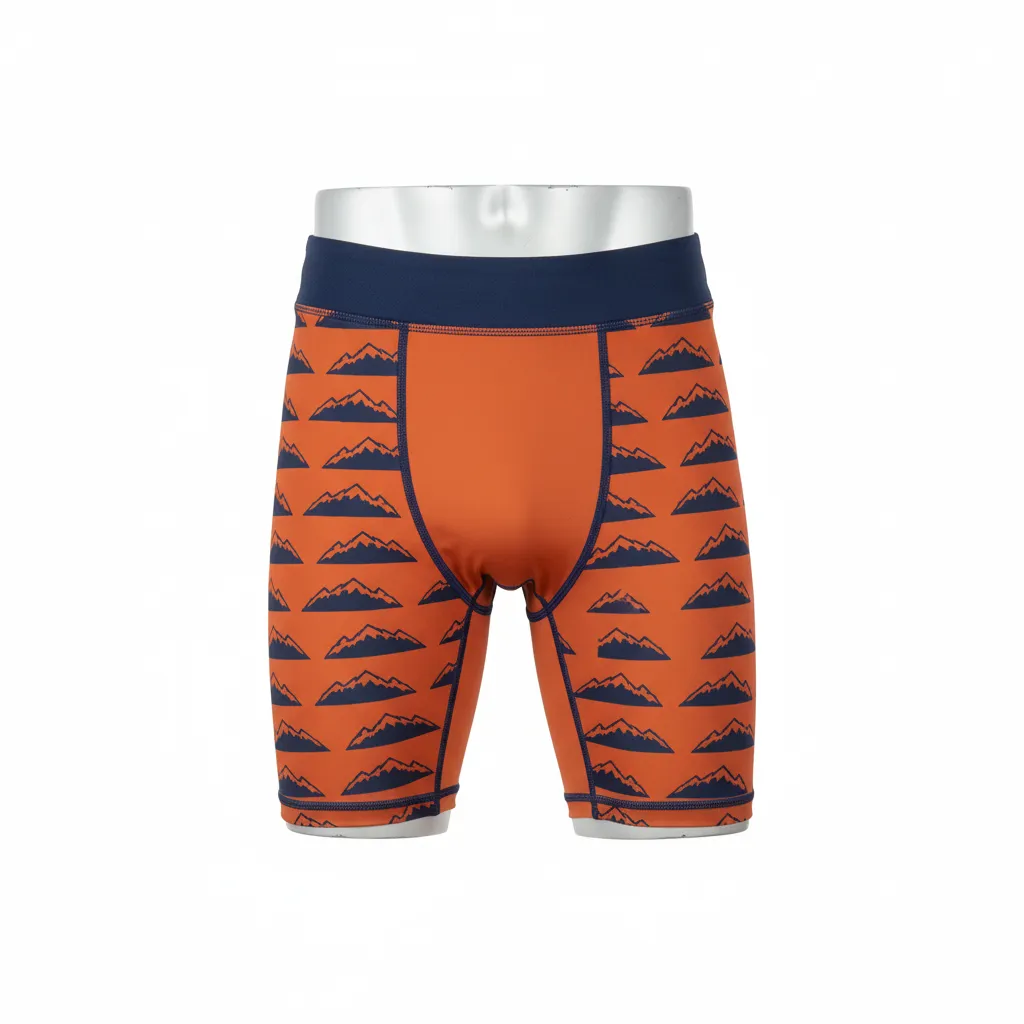Custom Lacrosse Compression Shorts - Burnt, Orange, Navy - Compression Shorts Upstate Mountain - Front View - HAMCO Sports Inc.