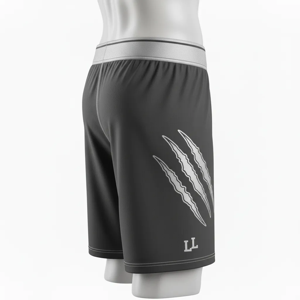 Custom Lacrosse Compression Shorts - Grey, Silver - Compression Shorts Charcoal Wolf Pack Hunt - Back View - HAMCO Sports Inc.