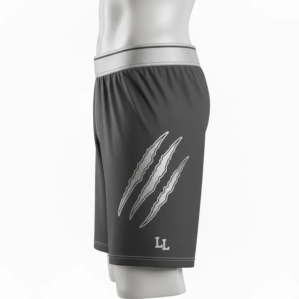 Custom Lacrosse Compression Shorts - Grey, Silver - Compression Shorts Charcoal Wolf Pack Hunt - Front View - HAMCO Sports Inc.