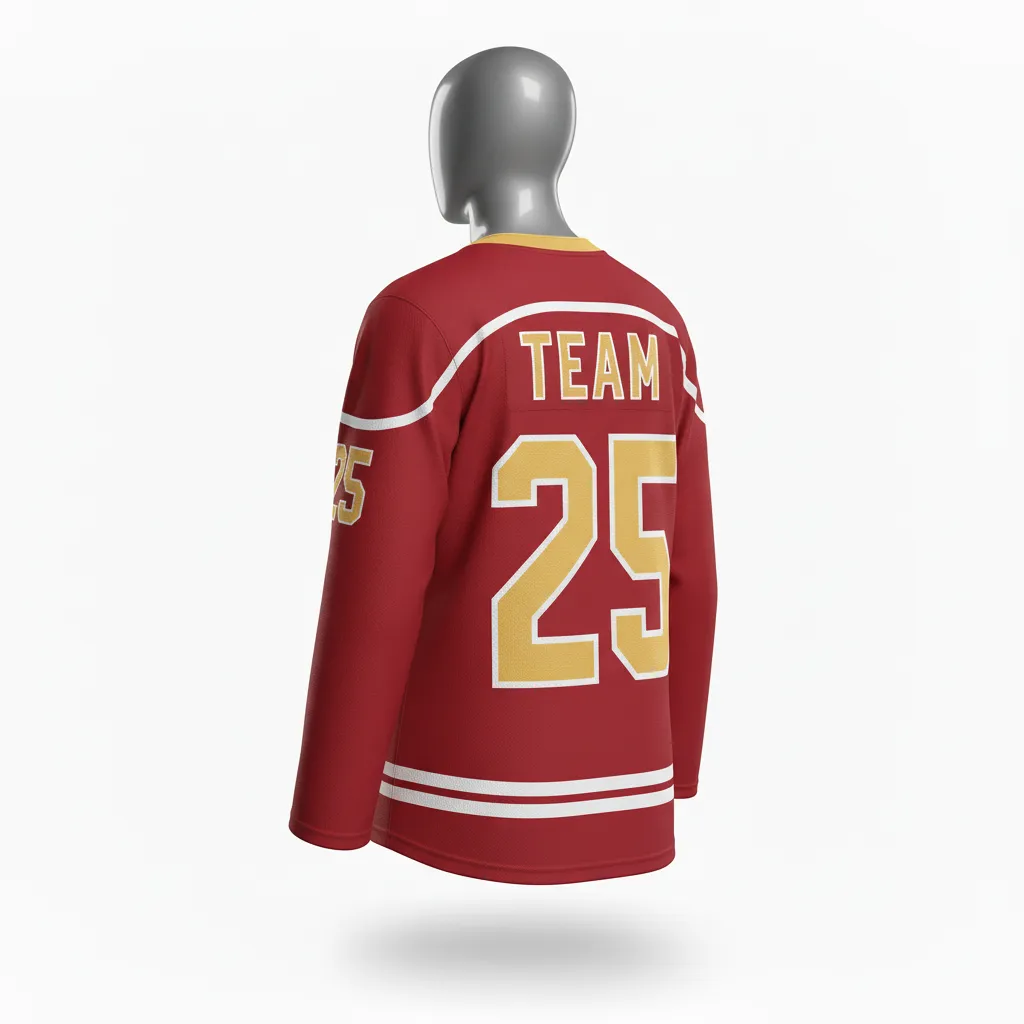 Custom Lacrosse Full Sleeve Lacrosse Jersey - Red, White - Box Long Sleeve Jersey Cardinal Thunderbird Spirit - Back View - HAMCO Sports Inc.