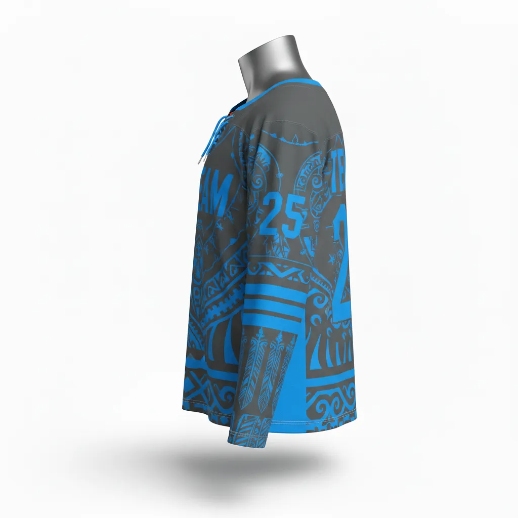 Custom Lacrosse Full Sleeve Lacrosse Jersey - Blue - Box Long Sleeve Jersey Charcoal Electric Vancouver Warriors - Front View - HAMCO Sports Inc.