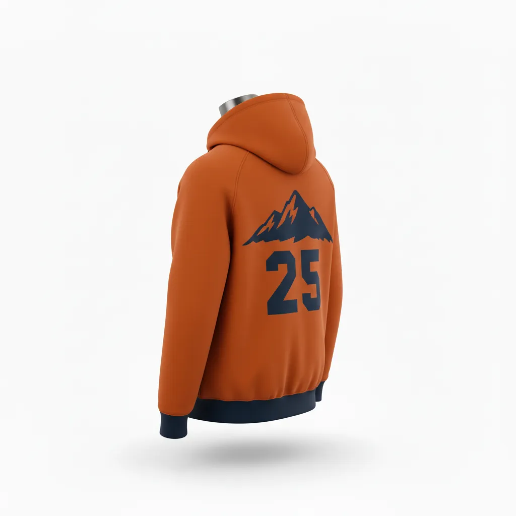 Custom Lacrosse Full Zip Hoodie - Burnt, Orange, Navy - Full Zip Hoodie Upstate Mountain - Back View - HAMCO Sports Inc.