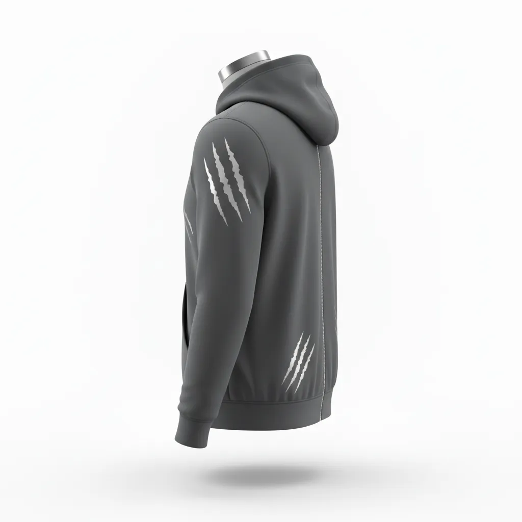 Custom Lacrosse Full Zip Hoodie - Grey, Silver - Full Zip Hoodie Charcoal Wolf Pack Hunt - Back View - HAMCO Sports Inc.