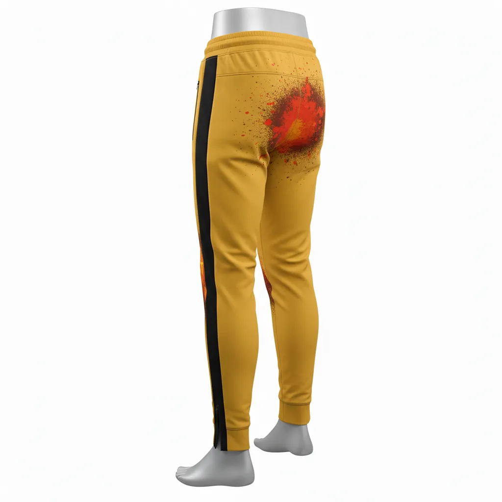 Custom Lacrosse Jogger Pant - Gold, Black - Joggers Athletic Goal Dust Explosion - Back View - HAMCO Sports Inc.