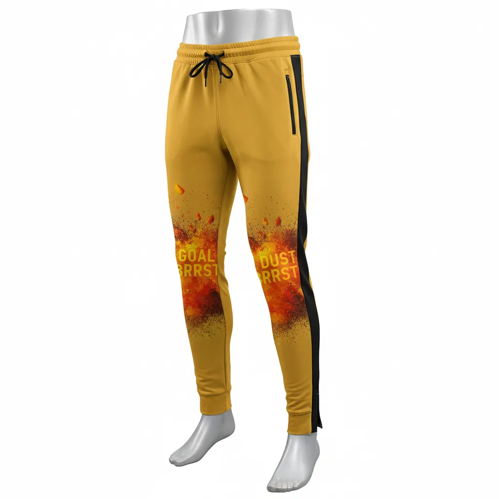 Custom Lacrosse Jogger Pant - Gold, Black - Joggers Athletic Goal Dust Explosion - Front View - HAMCO Sports Inc.