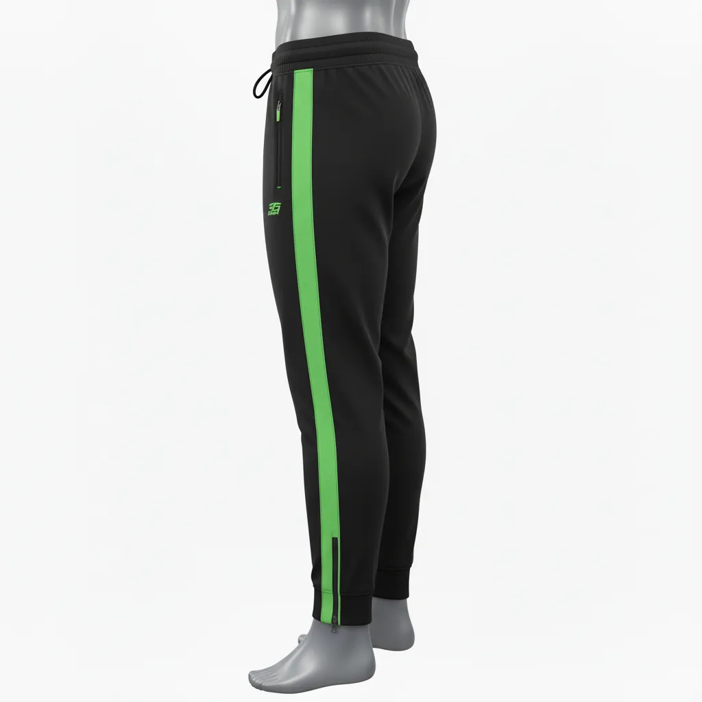 Custom Lacrosse Jogger Pant - Black, Green - Joggers Neon Serpent Strike - Back View - HAMCO Sports Inc.