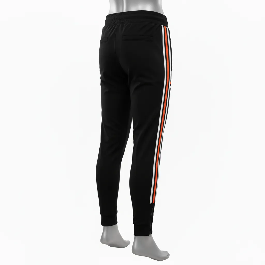 Custom Lacrosse Jogger Pant - Black, Orange, White - Joggers Long Island Strong - Back View - HAMCO Sports Inc.