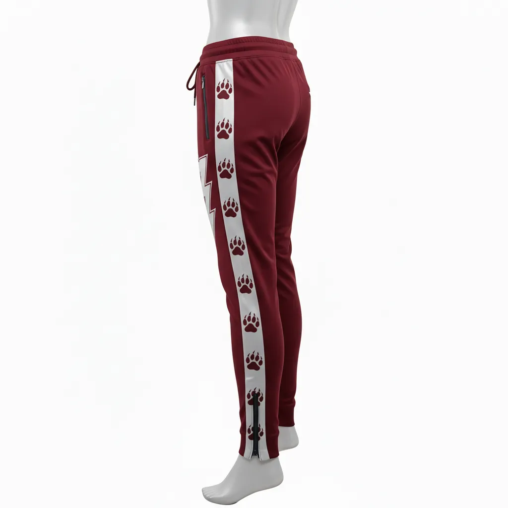 Custom Lacrosse Jogger Pant - Burgundy, Silver - Joggers Bear Clan Strength - Front View - HAMCO Sports Inc.