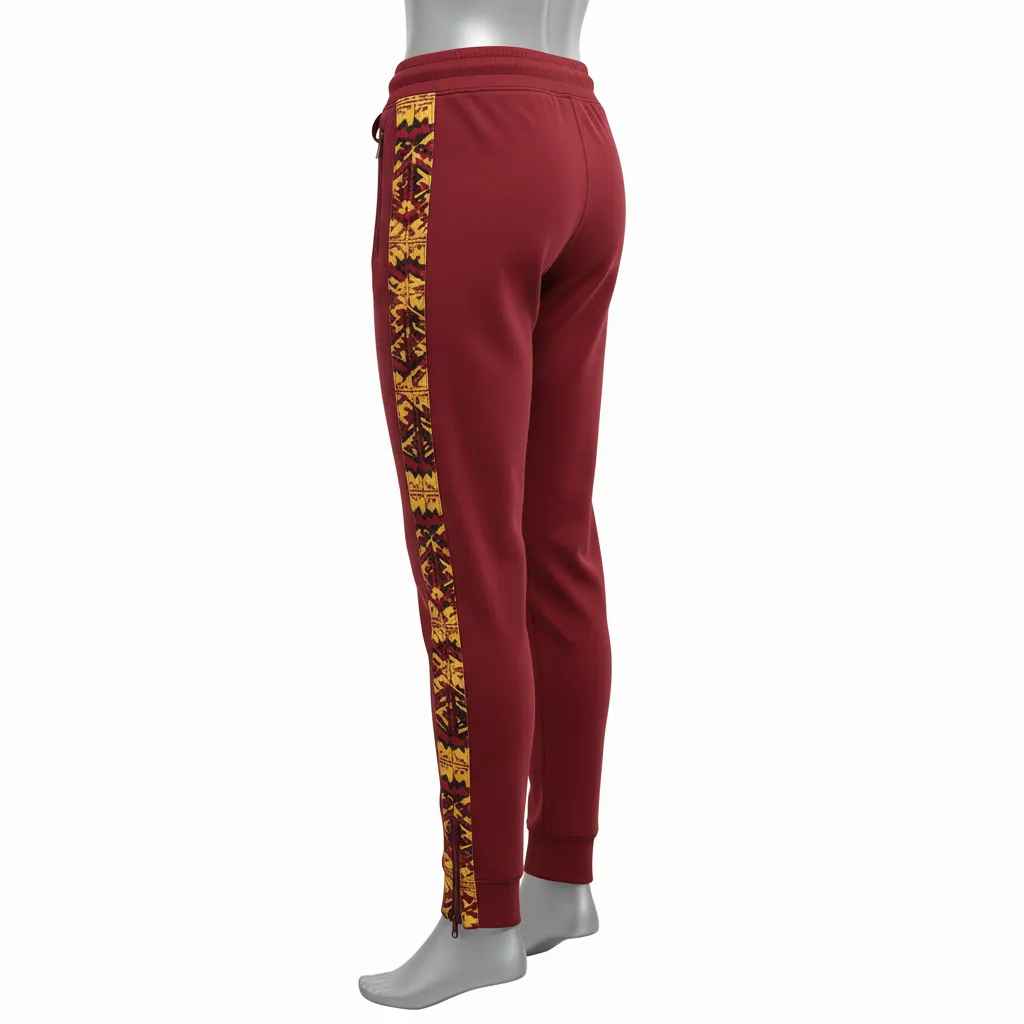 Custom Lacrosse Jogger Pant - Burgundy, Gold - Joggers Vegas Tribal Clash - Back View - HAMCO Sports Inc.