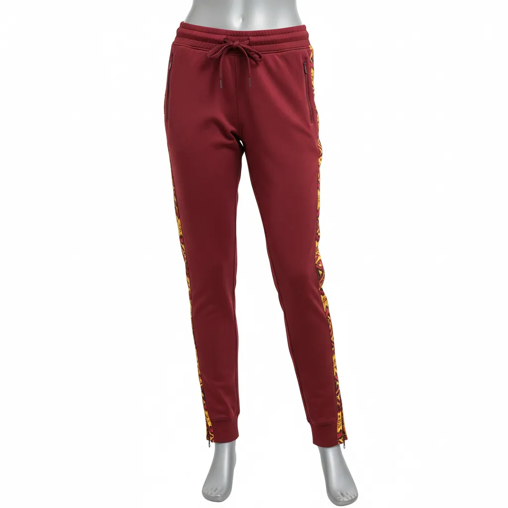 Custom Lacrosse Jogger Pant - Burgundy, Gold - Joggers Vegas Tribal Clash - Front View - HAMCO Sports Inc.