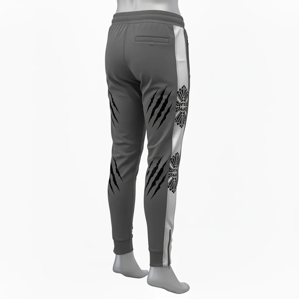Custom Lacrosse Jogger Pant - Grey, Silver - Joggers Charcoal Wolf Pack Hunt - Front View - HAMCO Sports Inc.