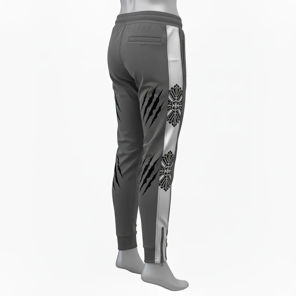 Custom Lacrosse Jogger Pant - Grey, Silver - Joggers Charcoal Wolf Pack Hunt - Side View - HAMCO Sports Inc.