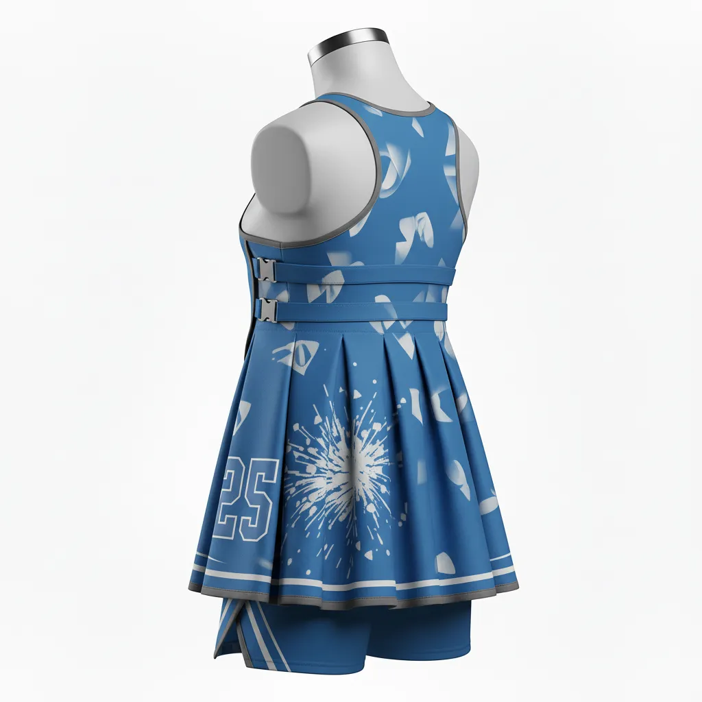 Custom Lacrosse Kilt Skirt - Blue, White, Blue - Womens Kilt Carolina Tar Heel - Front View - HAMCO Sports Inc.