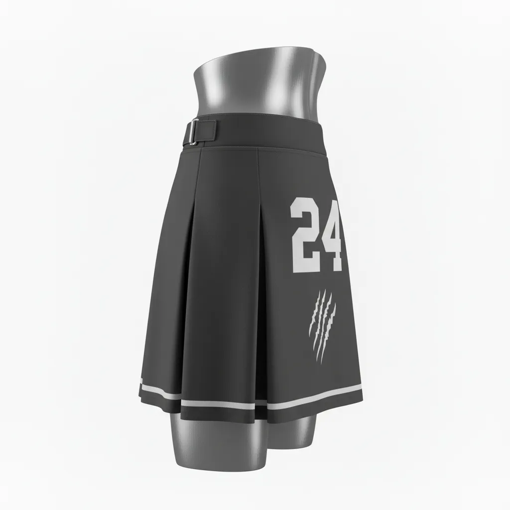 Custom Lacrosse Kilt Skirt - Grey, Silver - Womens Kilt Charcoal Wolf Pack Hunt - Back View - HAMCO Sports Inc.
