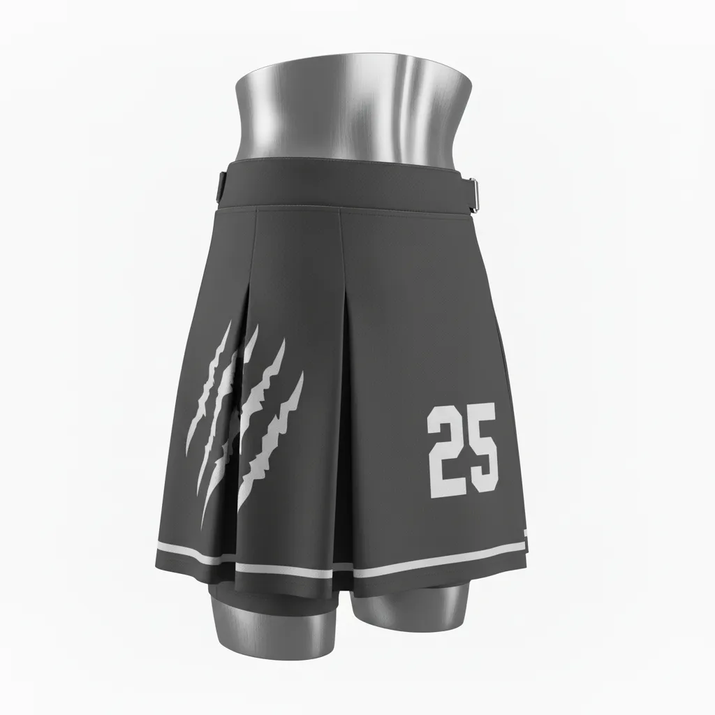 Custom Lacrosse Kilt Skirt - Grey, Silver - Womens Kilt Charcoal Wolf Pack Hunt - Front View - HAMCO Sports Inc.