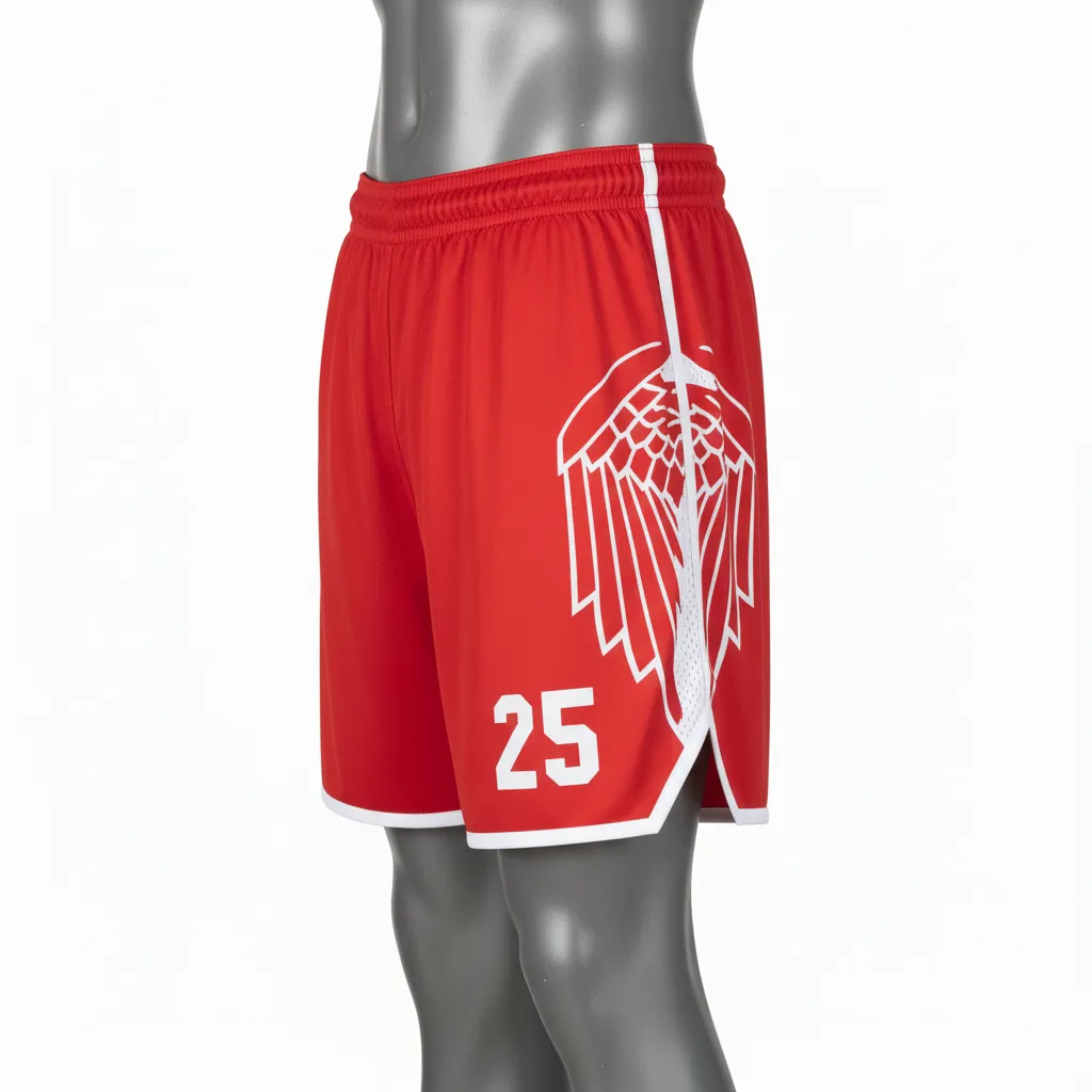 Custom Lacrosse Lacrosse Shorts - Red, White - Shorts 7 Inch Cardinal Thunderbird Spirit - Back View - HAMCO Sports Inc.