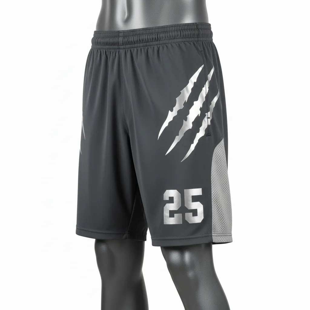 Custom Lacrosse Lacrosse Shorts - Grey, Silver - Shorts 7 Inch Charcoal Wolf Pack Hunt - Side View - HAMCO Sports Inc.
