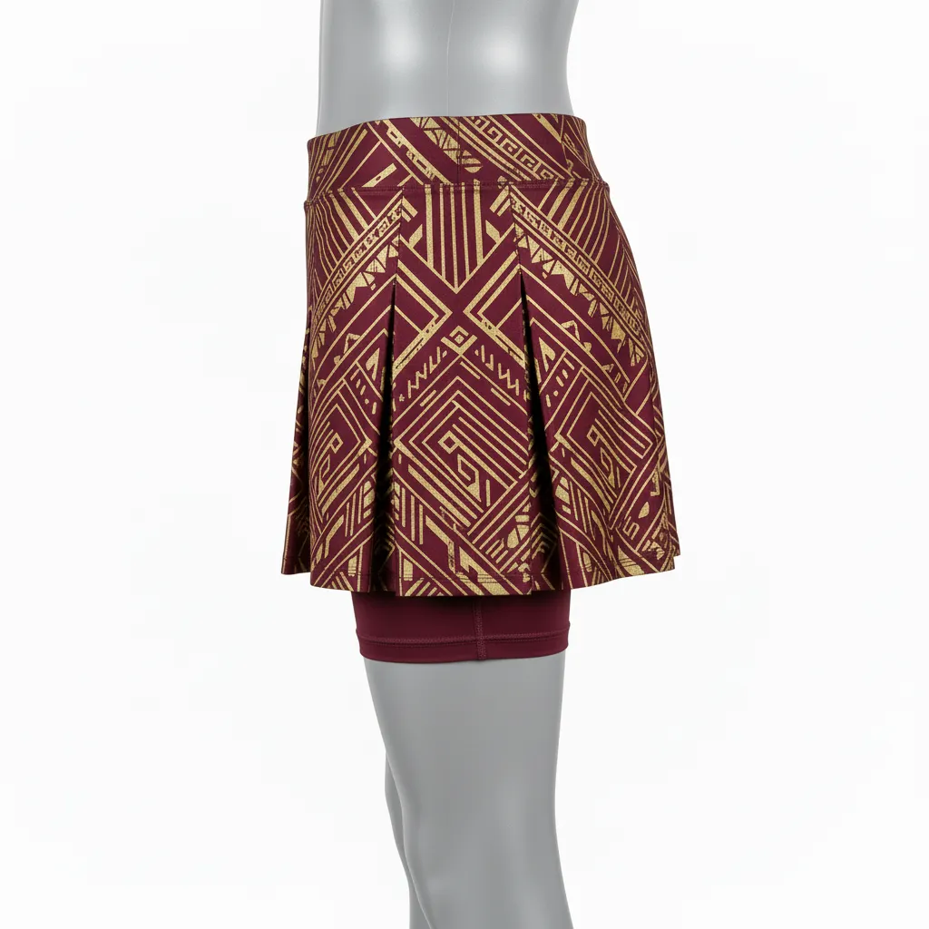 Custom Lacrosse Lacrosse Skort - Burgundy, Gold - Womens Skort Vegas Tribal Clash - Back View - HAMCO Sports Inc.