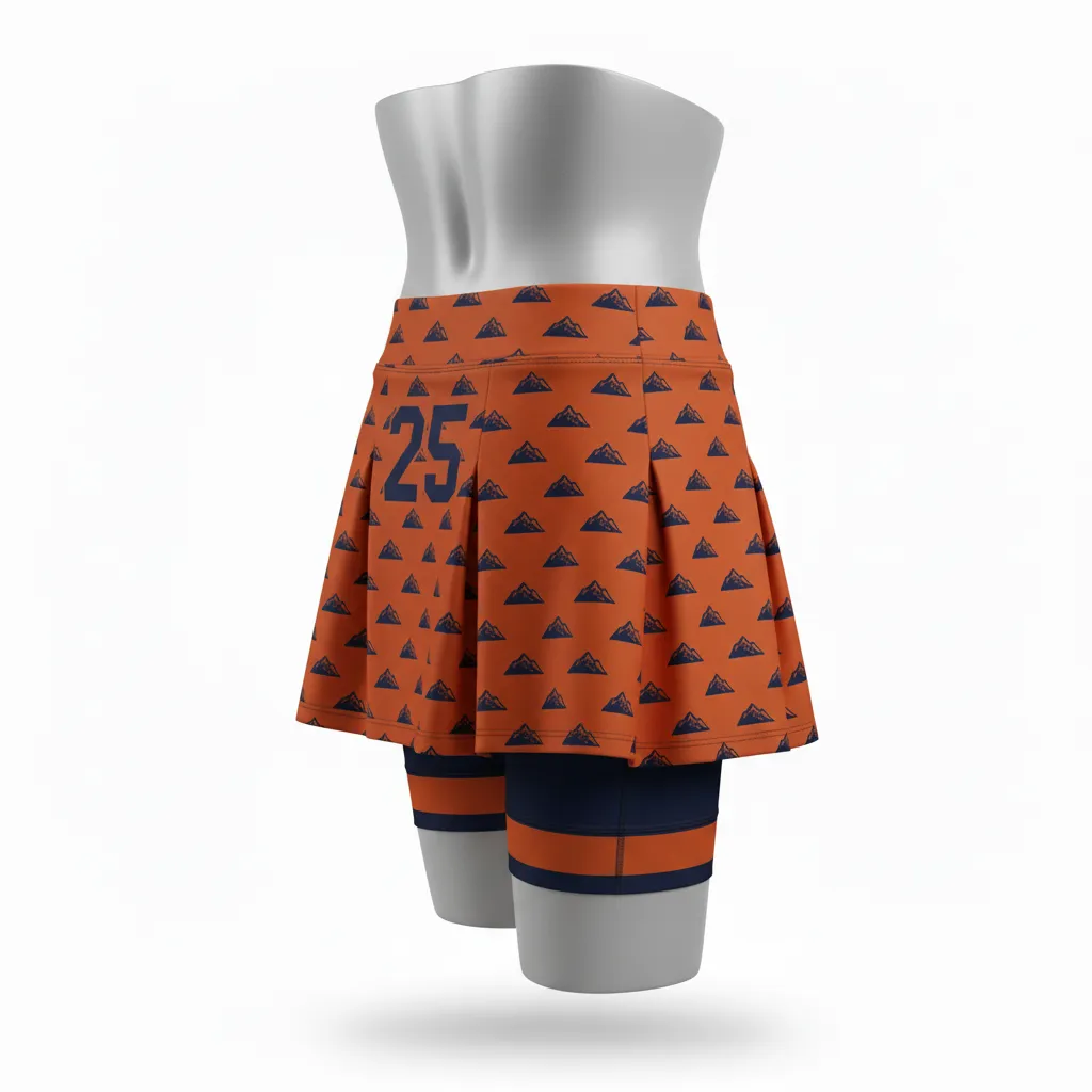 Custom Lacrosse Lacrosse Skort - Burnt, Orange, Navy - Womens Skort Upstate Mountain - Back View - HAMCO Sports Inc.