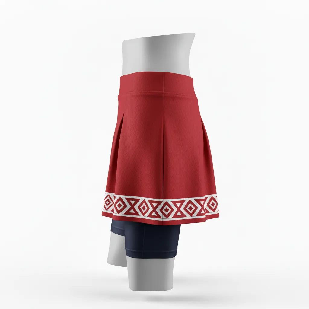 Custom Lacrosse Lacrosse Skort - Red, White - Womens Skort Cardinal Thunderbird Spirit - Side View - HAMCO Sports Inc.