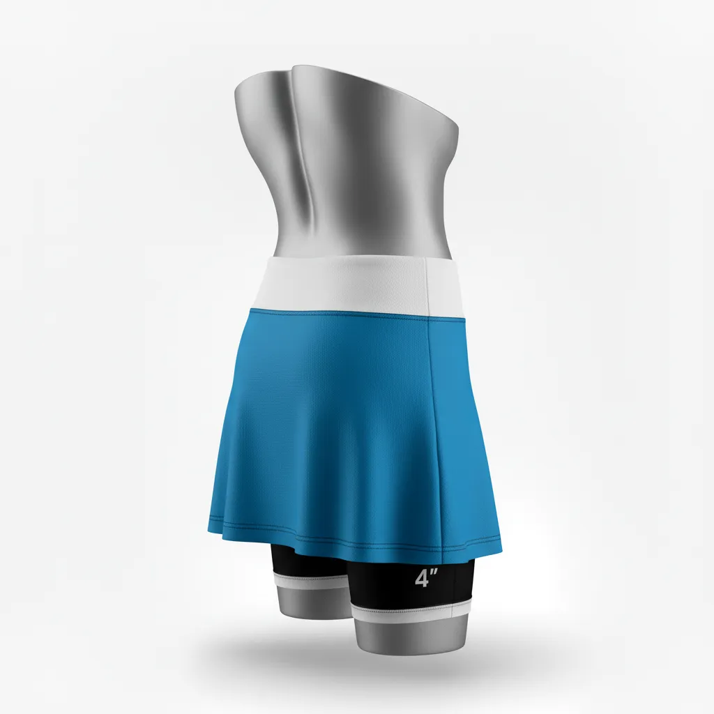 Custom Lacrosse Lacrosse Skort - Blue, White, Blue - Womens Skort Carolina Tar Heel - Back View - HAMCO Sports Inc.