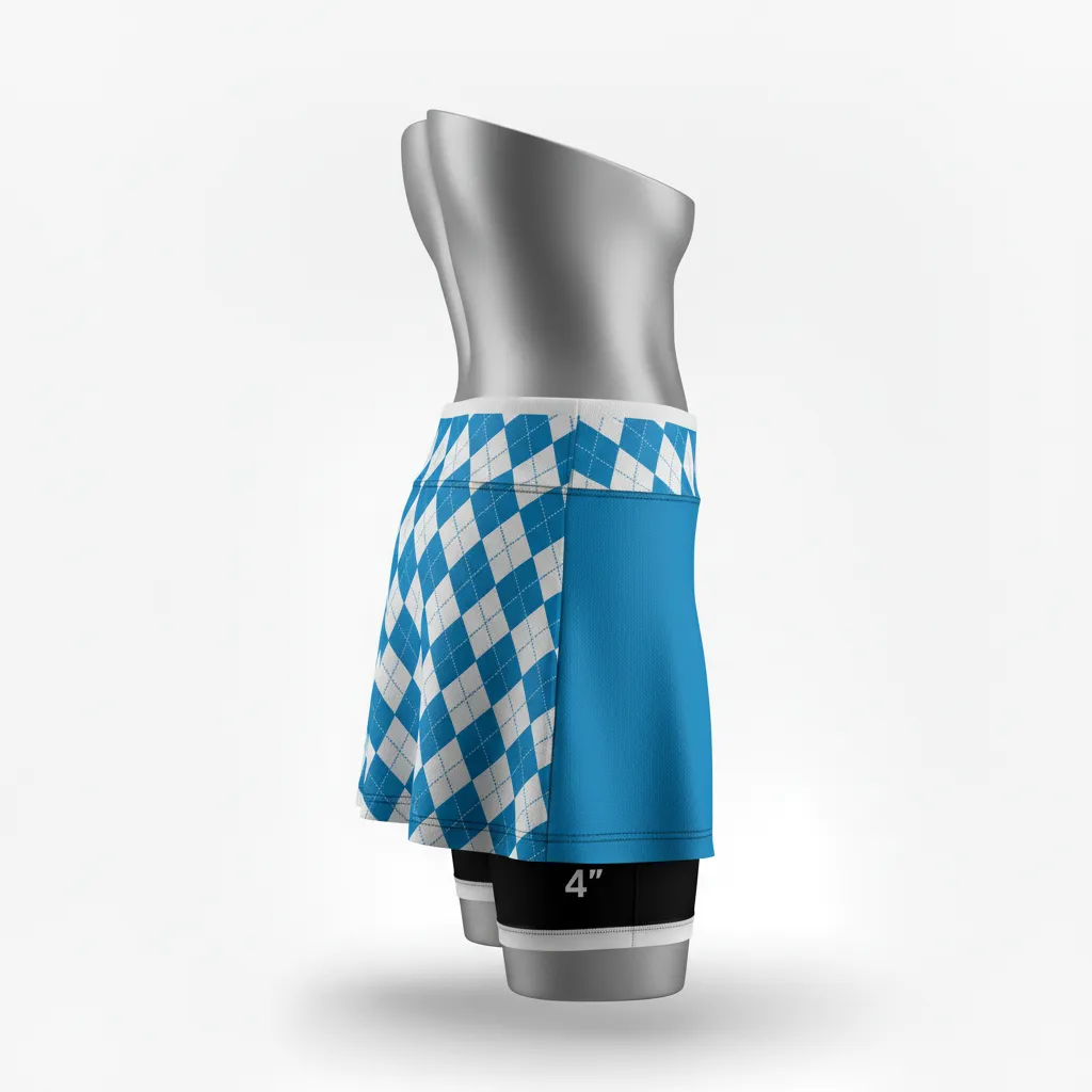 Custom Lacrosse Lacrosse Skort - Blue, White, Blue - Womens Skort Carolina Tar Heel - Side View - HAMCO Sports Inc.