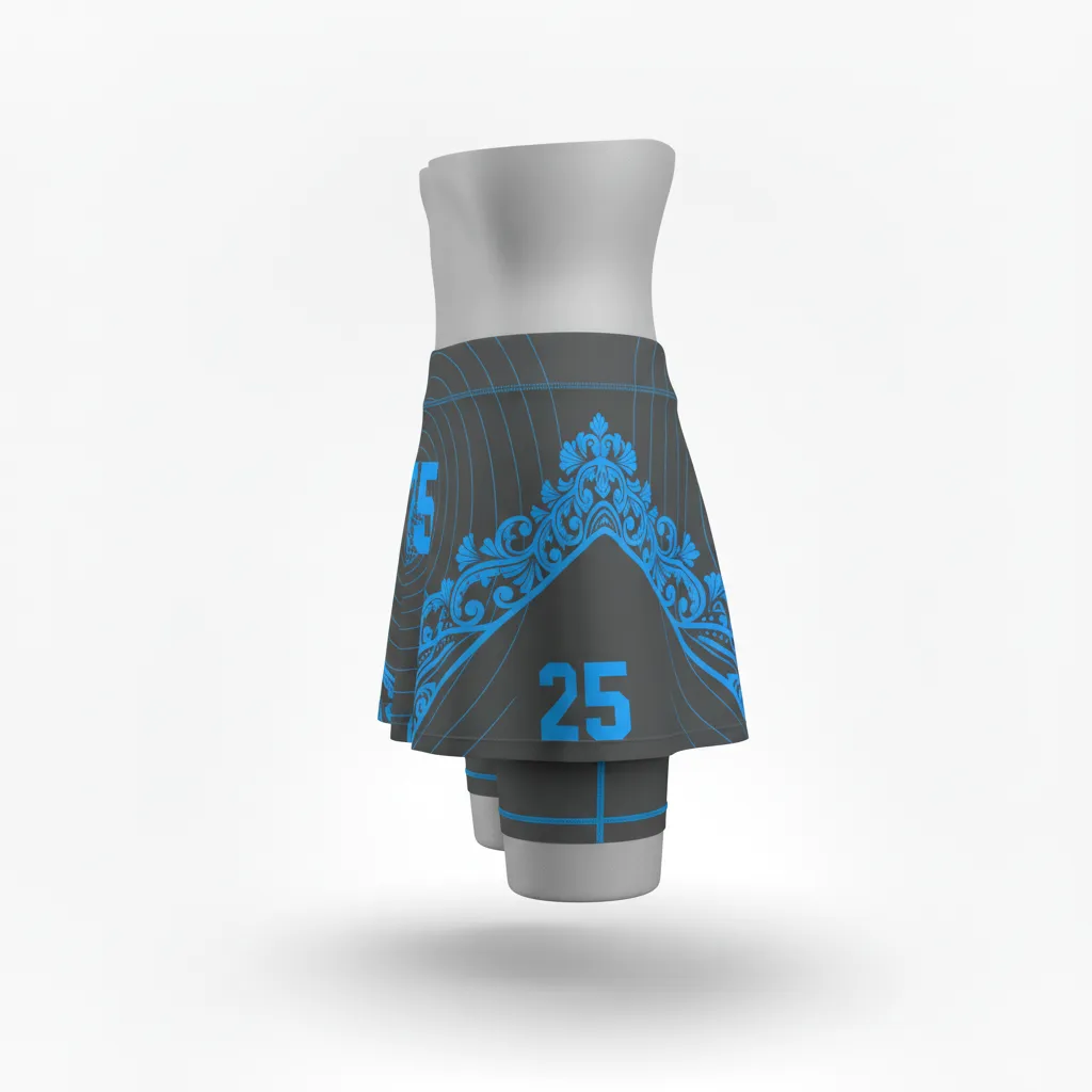 Custom Lacrosse Lacrosse Skort - Blue - Womens Skort Charcoal Electric Cleat Marks Trail - Side View - HAMCO Sports Inc.