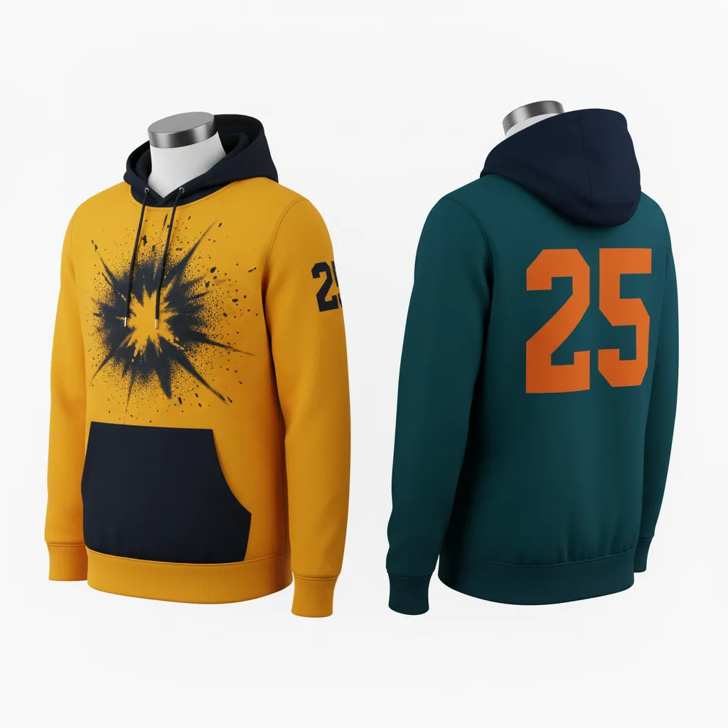 Custom Lacrosse Pullover Hoodie - Gold, Black - Pullover Hoodie Athletic Goal Dust Explosion - Front View - HAMCO Sports Inc.