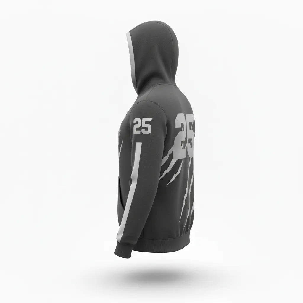 Custom Lacrosse Pullover Hoodie - Grey, Silver - Pullover Hoodie Charcoal Wolf Pack Hunt - Back View - HAMCO Sports Inc.
